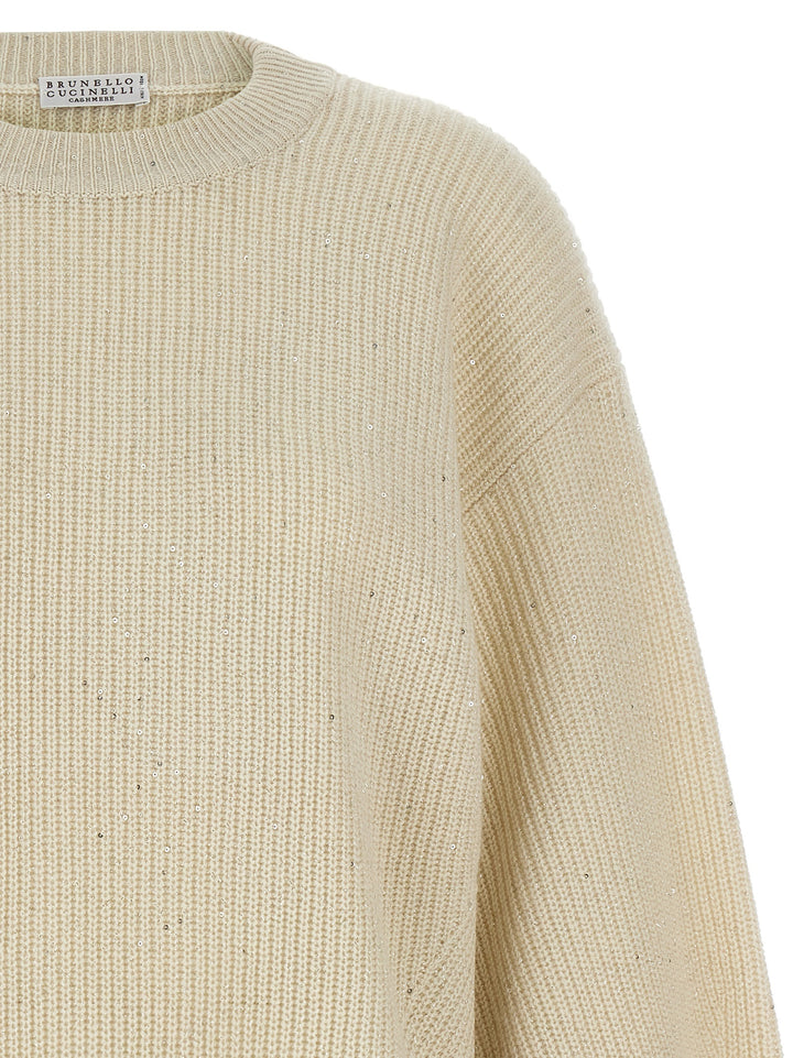 Brunello Cucinelli Sequin Sweater Maglioni - Bianco | c48b0808da9c53292f42eeeb1555bc565fafb201
