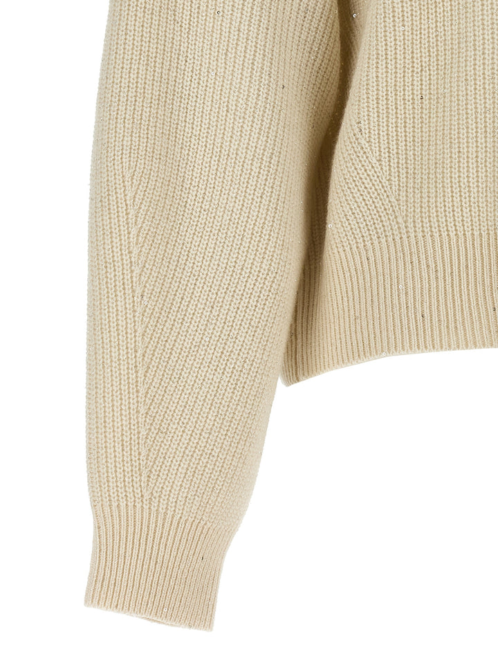 Brunello Cucinelli Sequin Sweater Maglioni - Bianco | c512d19f6ac52f0e5abbe51369e9b4975ca757c7
