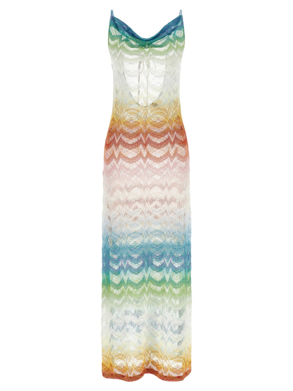 Shaded Lamé Viscose Dress Beachwear Multicolor