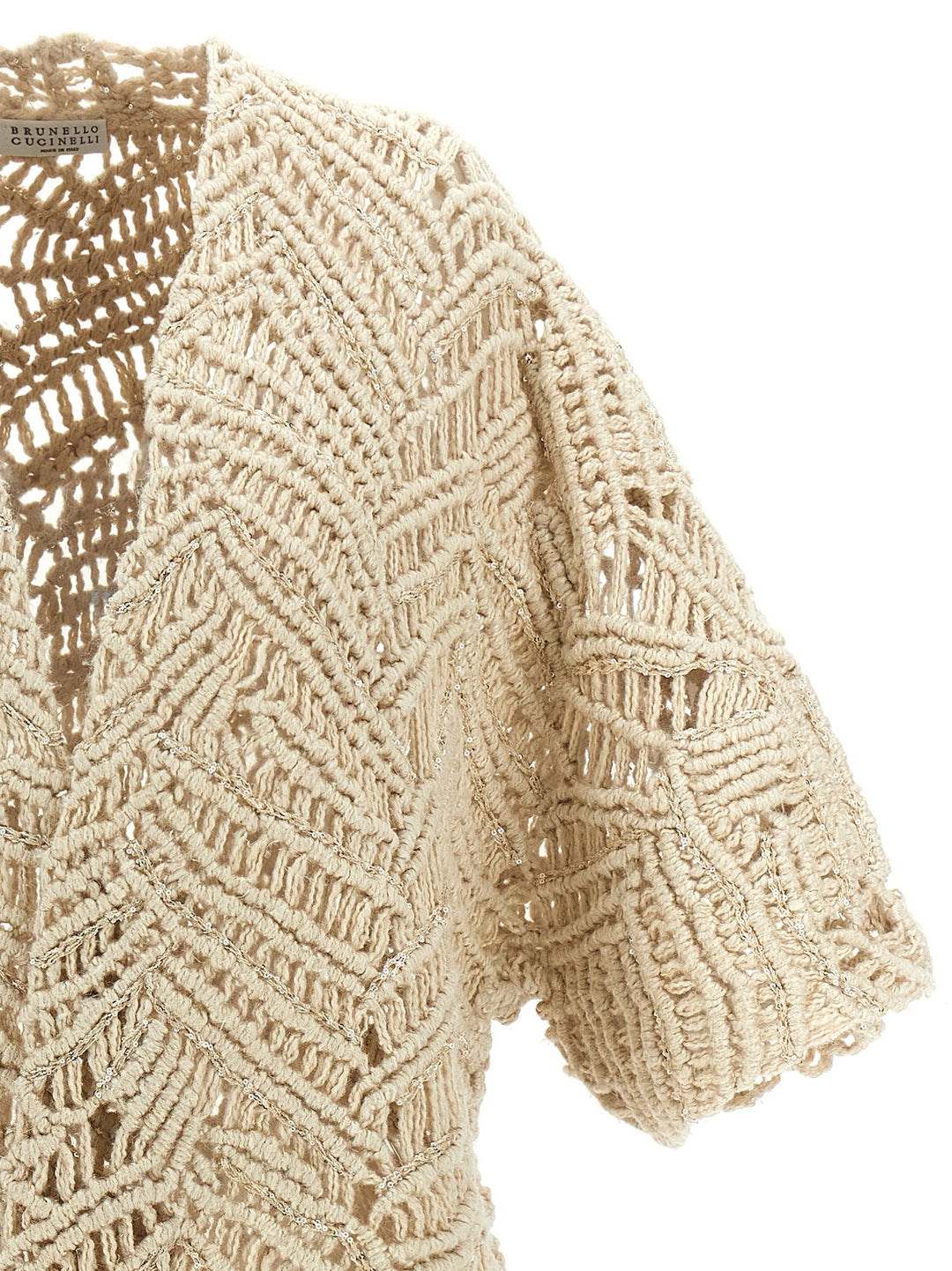 Brunello Cucinelli Opera Dazzling Macramé Maglioni - Beige | 86be7f887f4944ee86483dfb0b7c94f7faa6041b