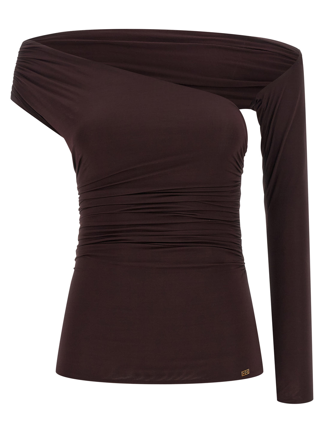 Elisabetta Franchi Asymmetrical Neckline Top Top - Marrone | cd245feeb5463c07494d7be288a4be404110e555