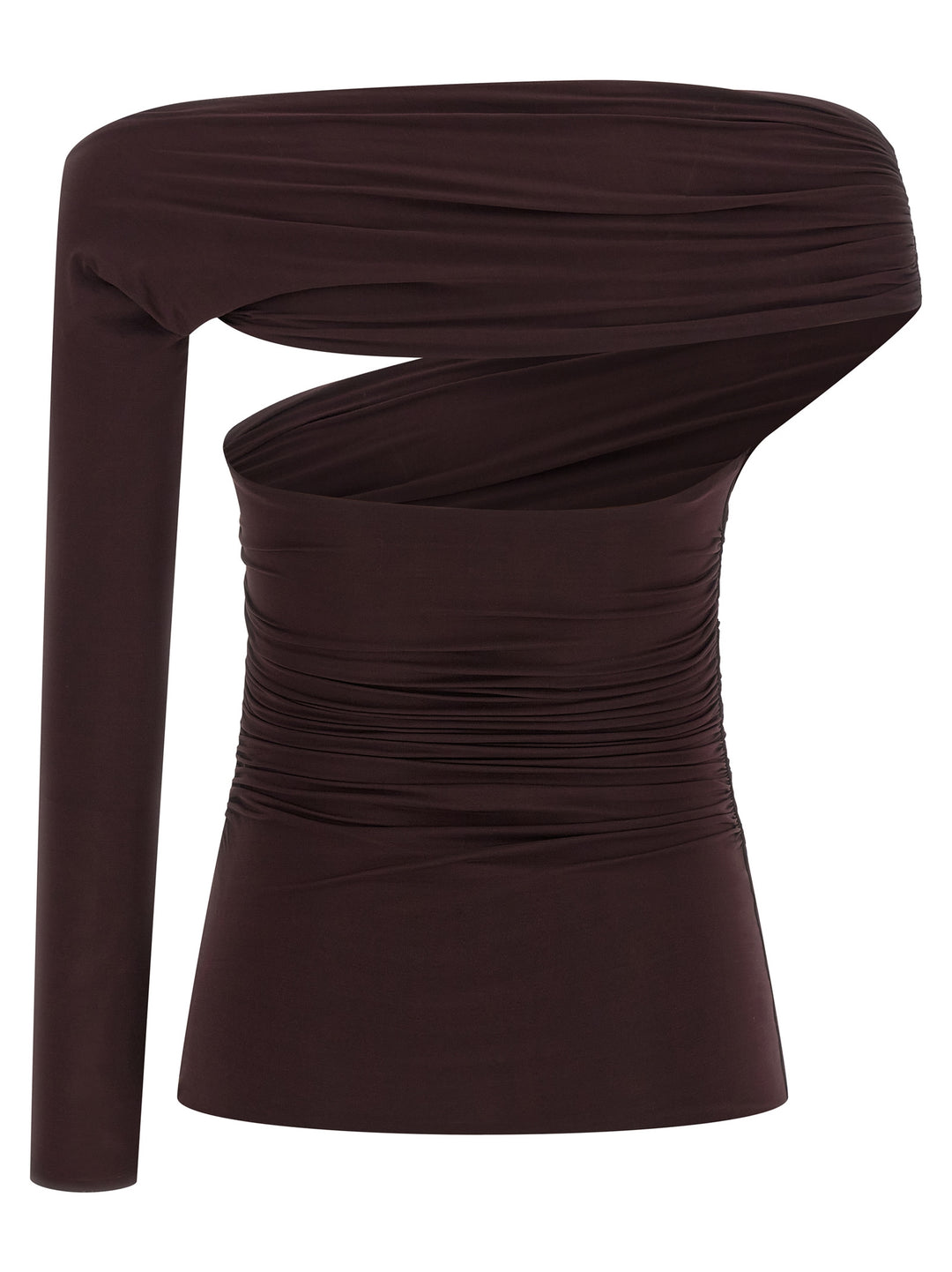 Elisabetta Franchi Asymmetrical Neckline Top Top - Marrone | ed0e9b0259c089f4a17af96b4b2f4c253069be97