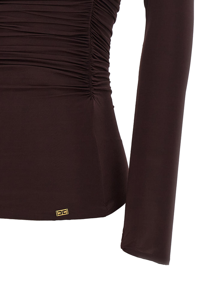 Elisabetta Franchi Asymmetrical Neckline Top Top - Marrone | e88c3f4bd93b35475ad34d28fab618bc7b19d0a8