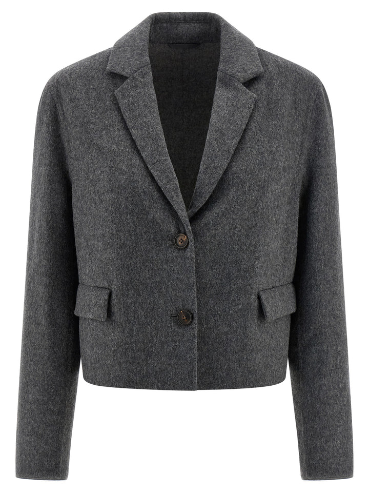 Brunello Cucinelli Crop BlazerS - Grigio | ac796444577c6b16df2e4cd7e4646719625d0724