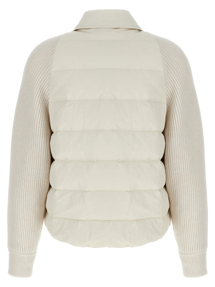 Brunello Cucinelli Shiny Flap Detail Puffer Jackets - Bianco | 0046c45ebc66223a0eb8c3778cb905ead4921b39