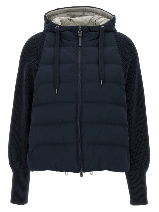 Two-Material Puffer Jacket Puffer Jackets Blu