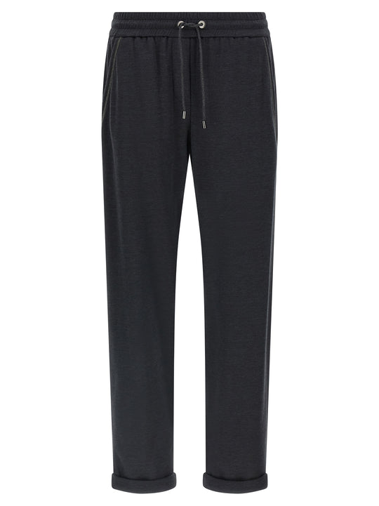 Shiny Pocket Detail Pantaloni Grigio