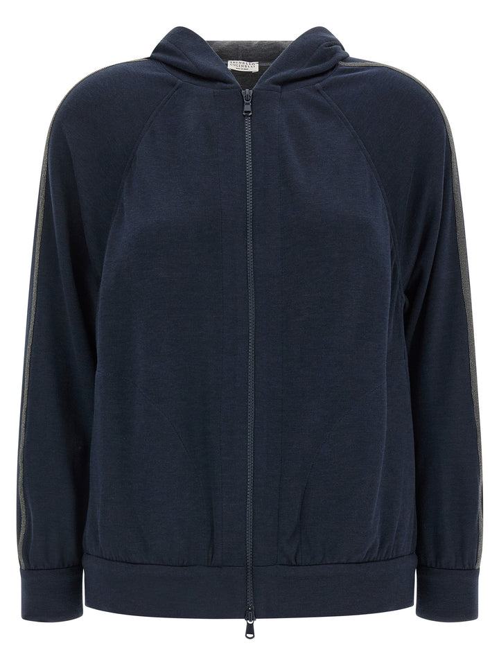 Brunello Cucinelli Monile Hoodie Felpe - Blu | 9601f679331b81d12d17dff78ffde341265cb690
