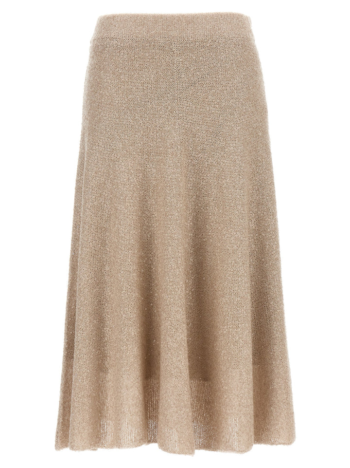 Brunello Cucinelli Sequin Knitted Skirt Gonne - Beige | 2a2802f9c31f3cc2177c6f3f3a437b53356fdfaa