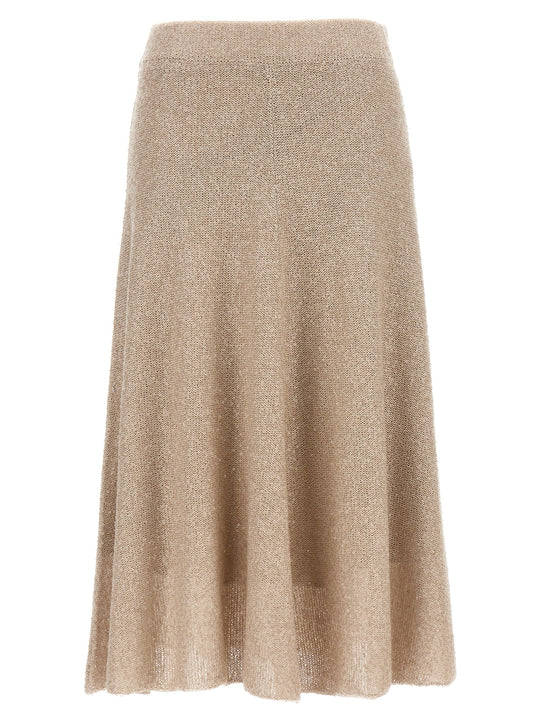 Sequin Knitted Skirt Gonne Beige