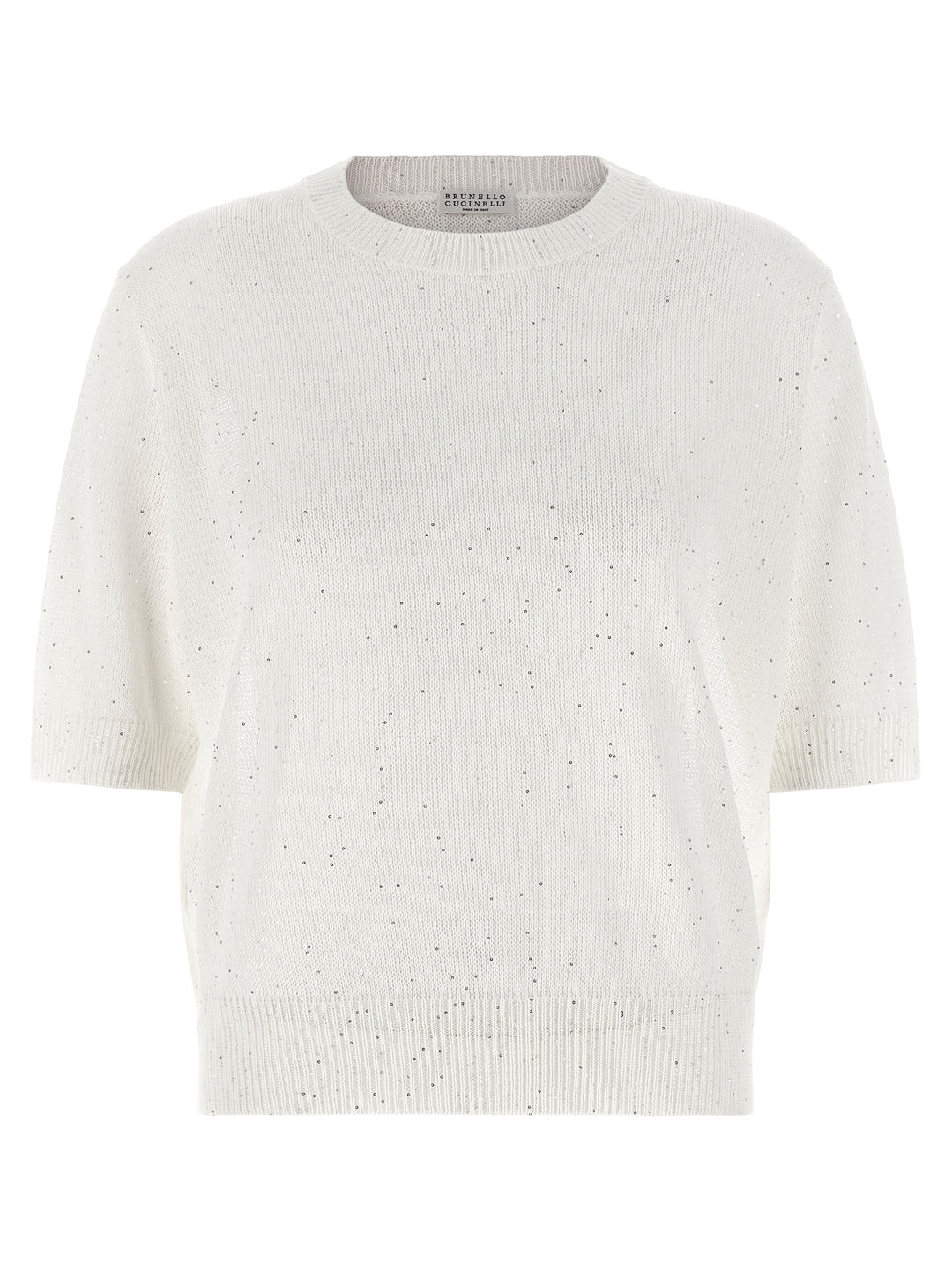 Brunello Cucinelli Sequin Sweater Maglioni - Bianco | 18f01c18f72d7c810fa2a1d3a056350e90b952ce