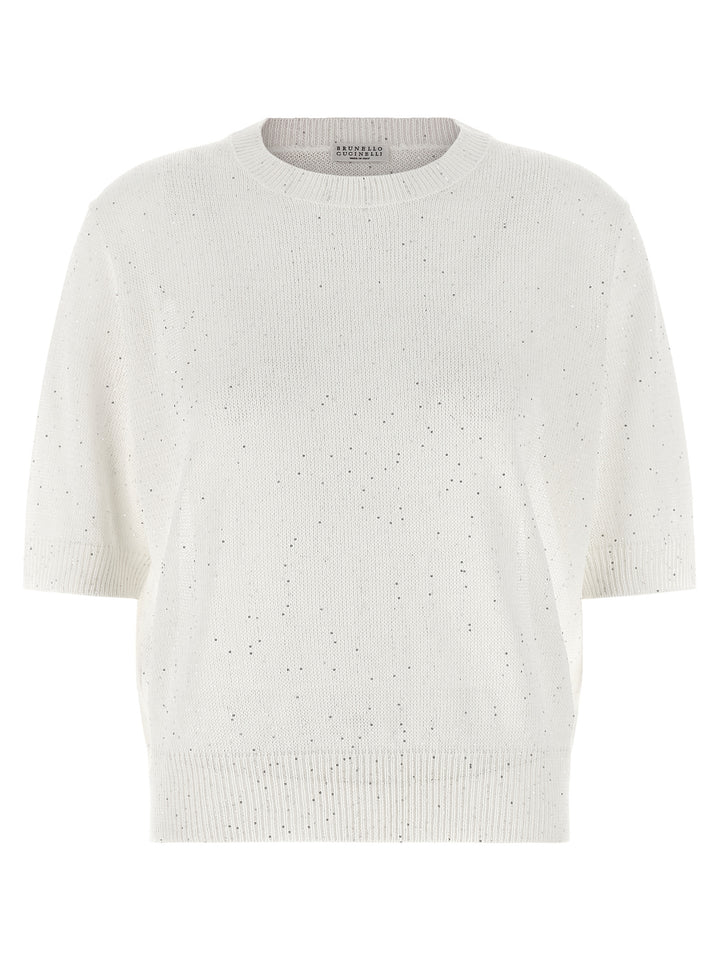 Brunello Cucinelli Sequin Sweater Maglioni - Bianco | 18f01c18f72d7c810fa2a1d3a056350e90b952ce