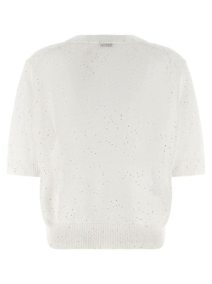 Brunello Cucinelli Sequin Sweater Maglioni - Bianco | 5bfe54ae9d608b97d23057363399109663f11d60