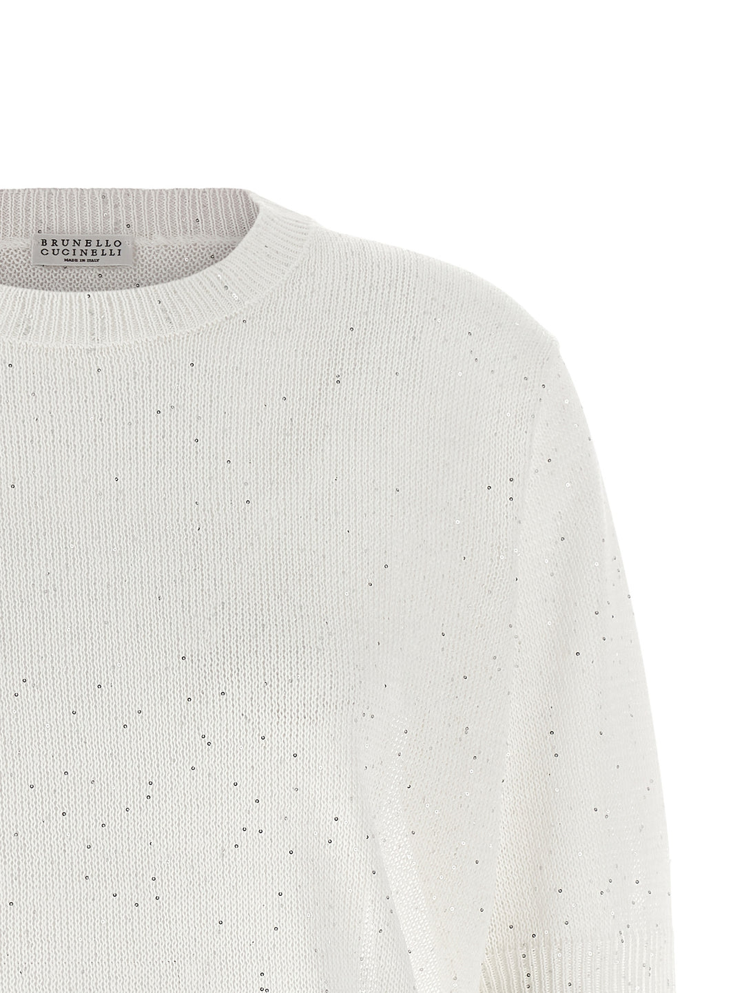 Brunello Cucinelli Sequin Sweater Maglioni - Bianco | 0d44fa4c9da337627bcacc73dea4d906b2ba971e