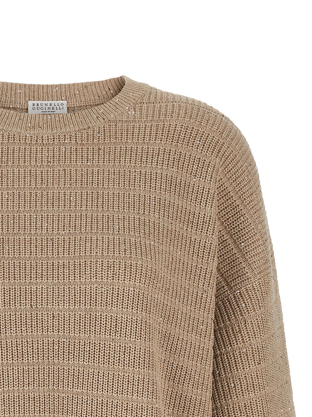 Brunello Cucinelli Diamond Cotton Sweater Maglioni - Beige | f0cf3f4c71fa5f7a0fb4f49ac5d724165ced3270
