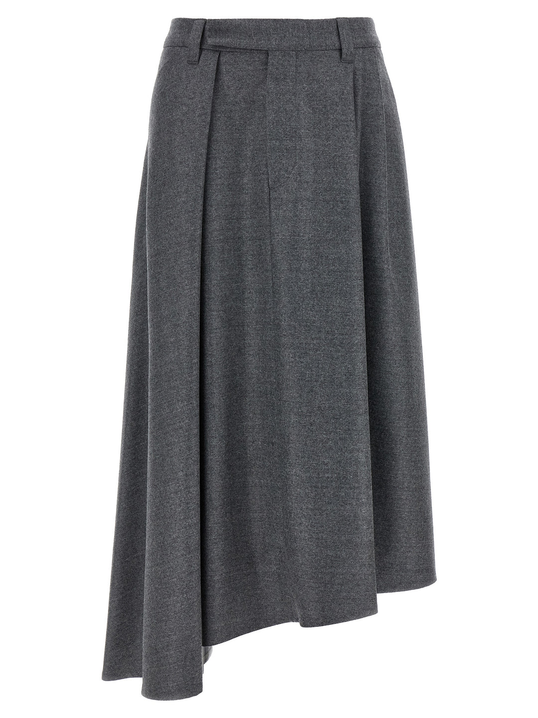 Brunello Cucinelli Asymmetrical Wool Skirt Gonne - Grigio | 8023773d6841c8a4eee1b4b5b660ff74e827b095