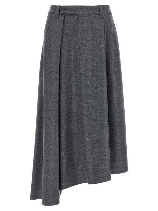 Asymmetrical Wool Skirt Gonne Grigio