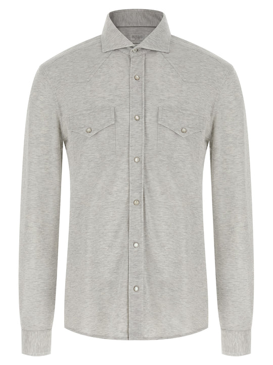Piqué Cotton Shirt Camicie Grigio