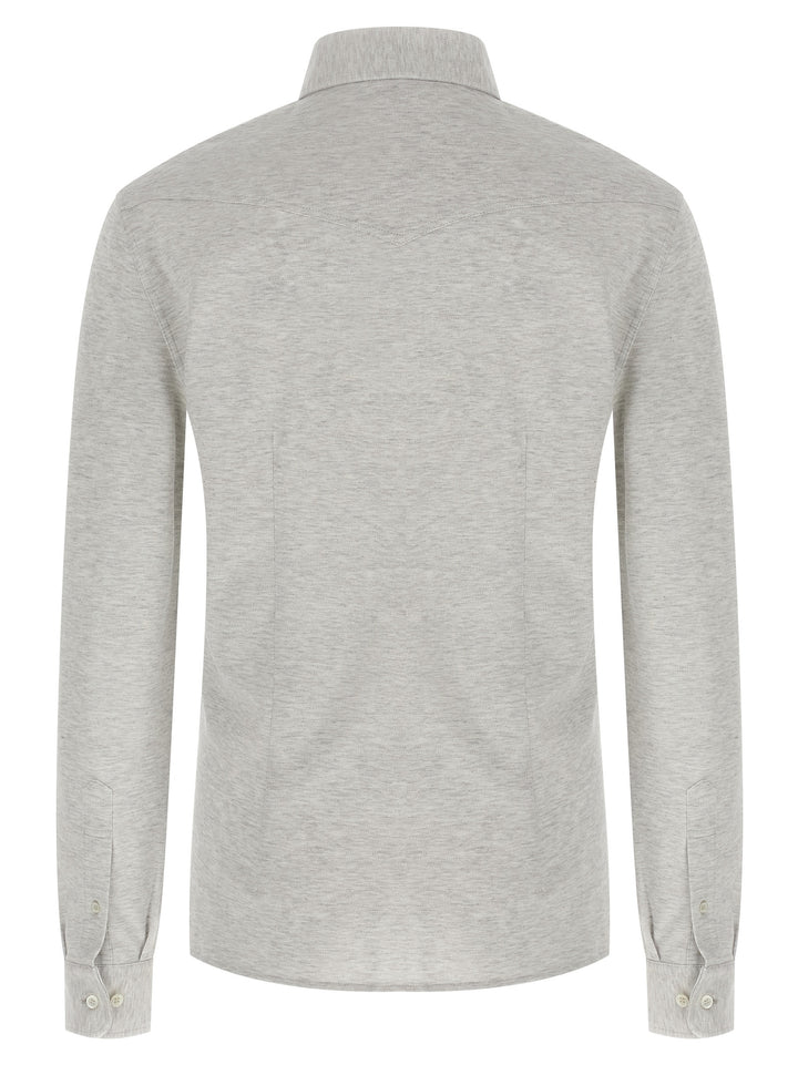Brunello Cucinelli Piqué Cotton Shirt Camicie - Grigio | a757367fb5a94d2019363a30c5829efed0b96131