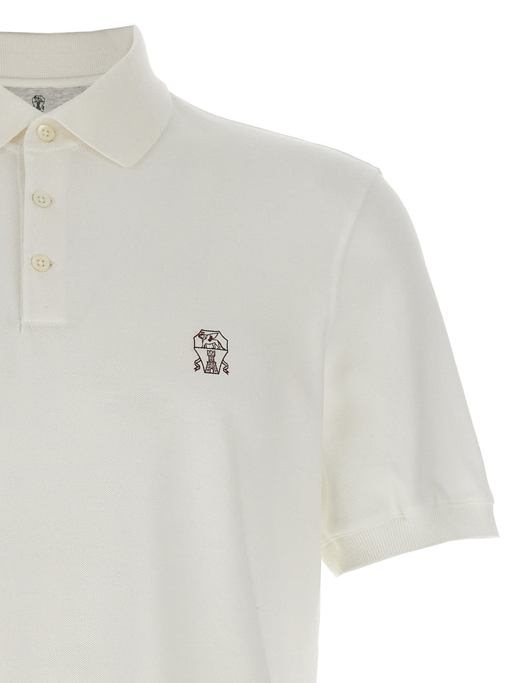 Brunello Cucinelli Piqué  Shirt Polo - Bianco | d2cf264ea6cb91a2e76571b3ff7efdda5ca77a19