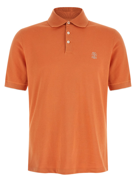 Logo Piqué Shirt Polo Arancione
