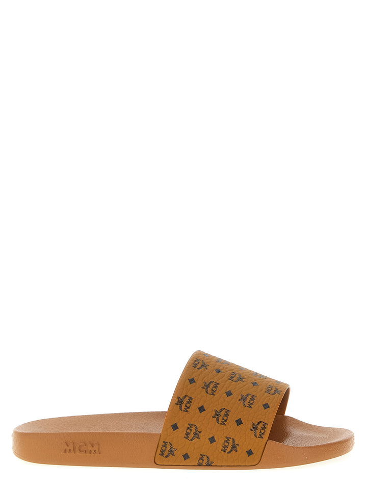 Mcm All-Over Monogram Slides Sandali - Marrone | 116c37cd496fed55987692449d69db2eb32addc0