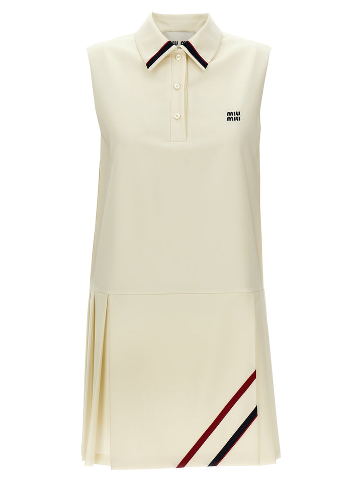 Miu Miu Mohair Canvas Dress Abiti - Bianco | a65265970d665baa390a6655a633e2d917799470
