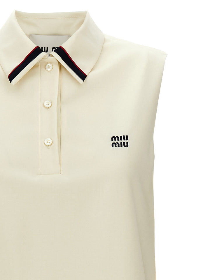 Miu Miu Mohair Canvas Dress Abiti - Bianco | ee4be0d15c1e4af06c0d10aae4f189162d765af4