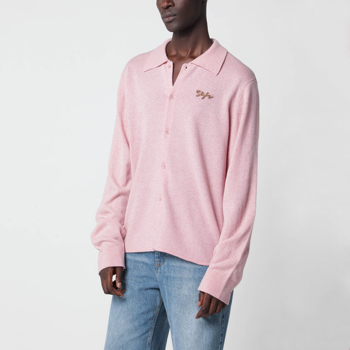 SéFr Rosa Hemdblusen-Cardigan Aus Wollmix