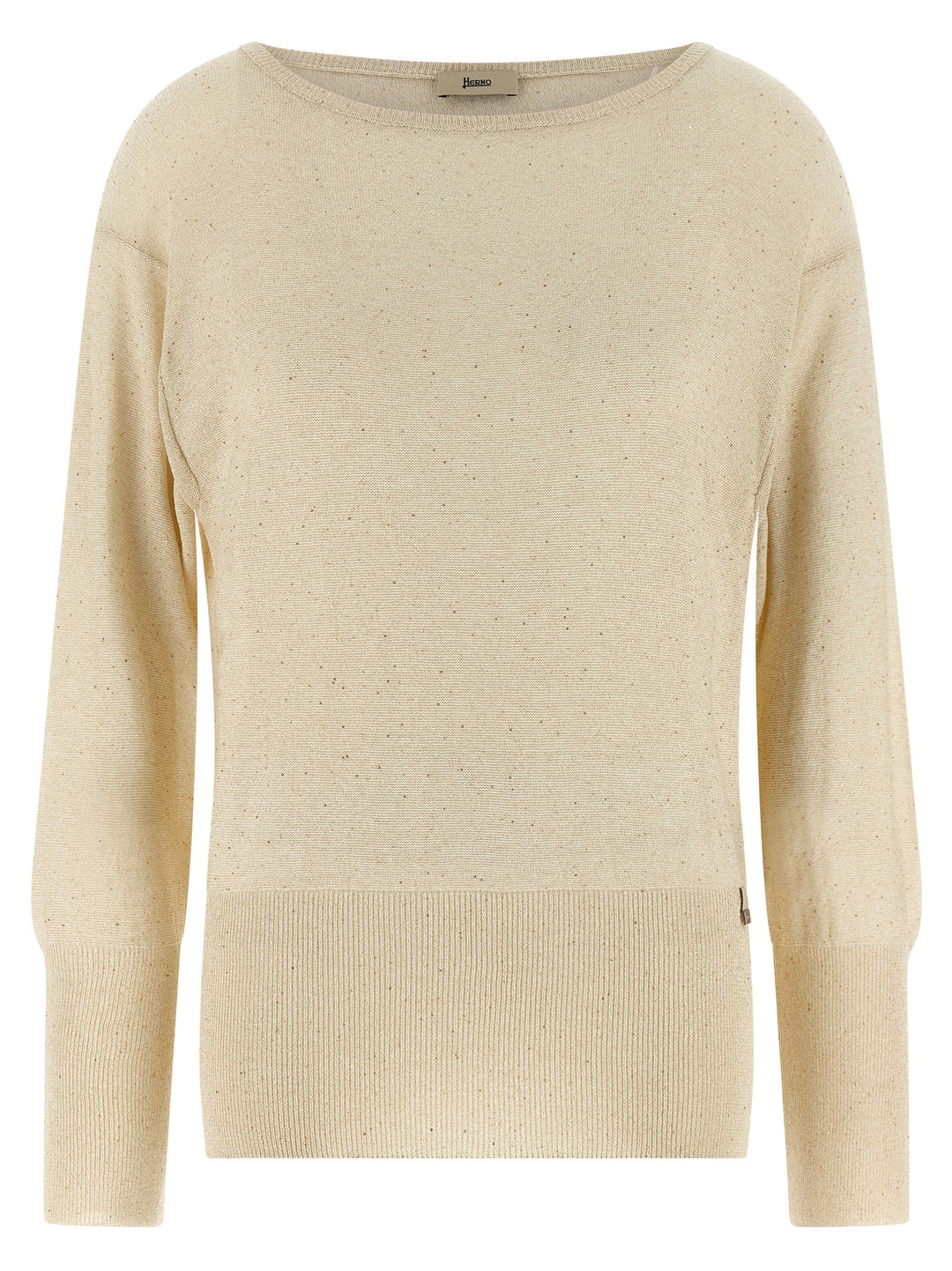Herno Lamé And Sequin Yarn Sweater Maglioni - Beige | 5e49645f94e737c4dbb8119082e59a6e5ee0ccaf
