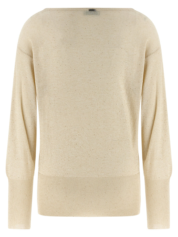 Herno Lamé And Sequin Yarn Sweater Maglioni - Beige | 27b183441cb5c8cf1f0c6e968d3e78db9758cf92