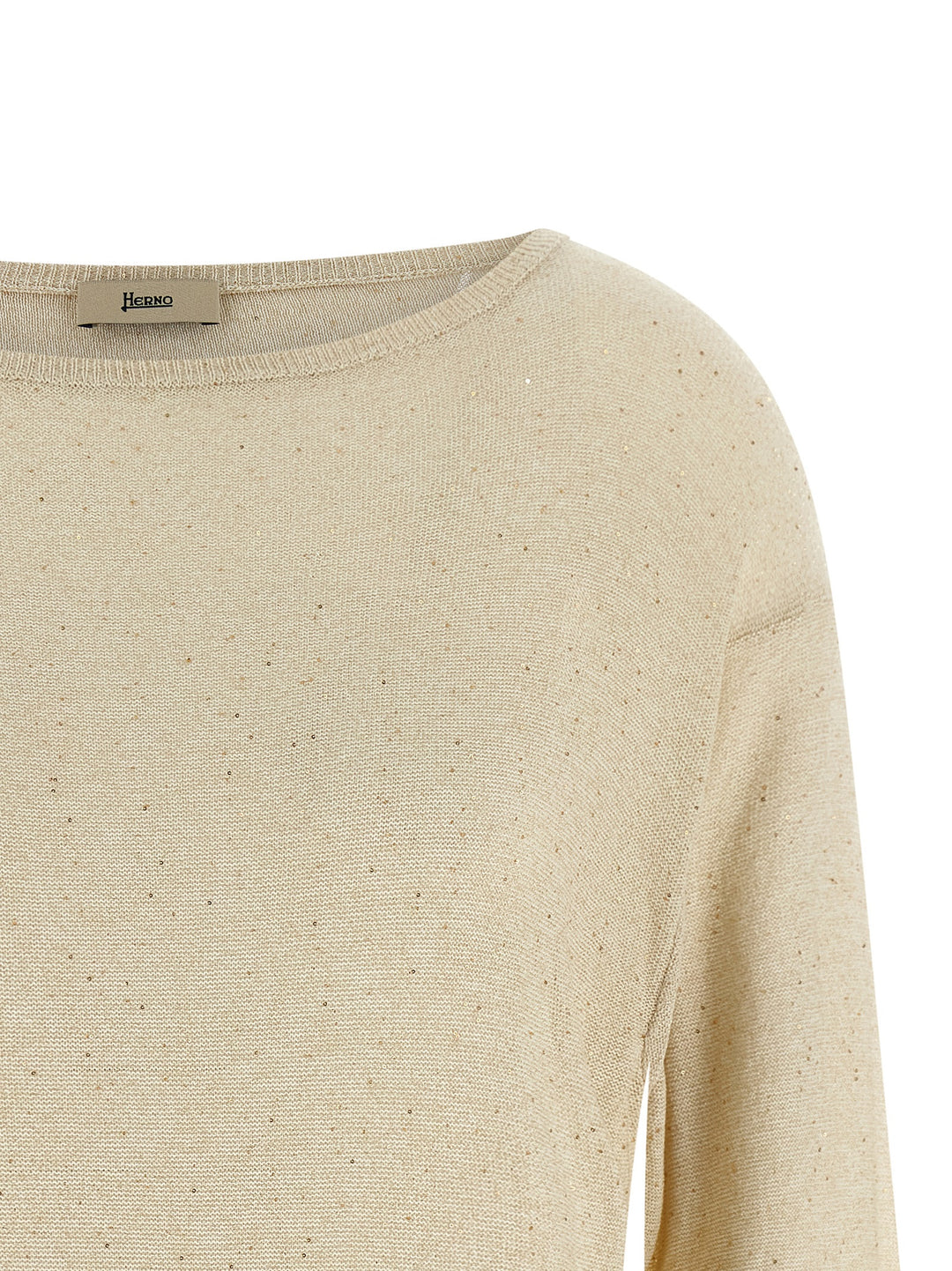 Herno Lamé And Sequin Yarn Sweater Maglioni - Beige | b34c2c5d9fc51b51cbfc08b5eb69e2eed50a2e57