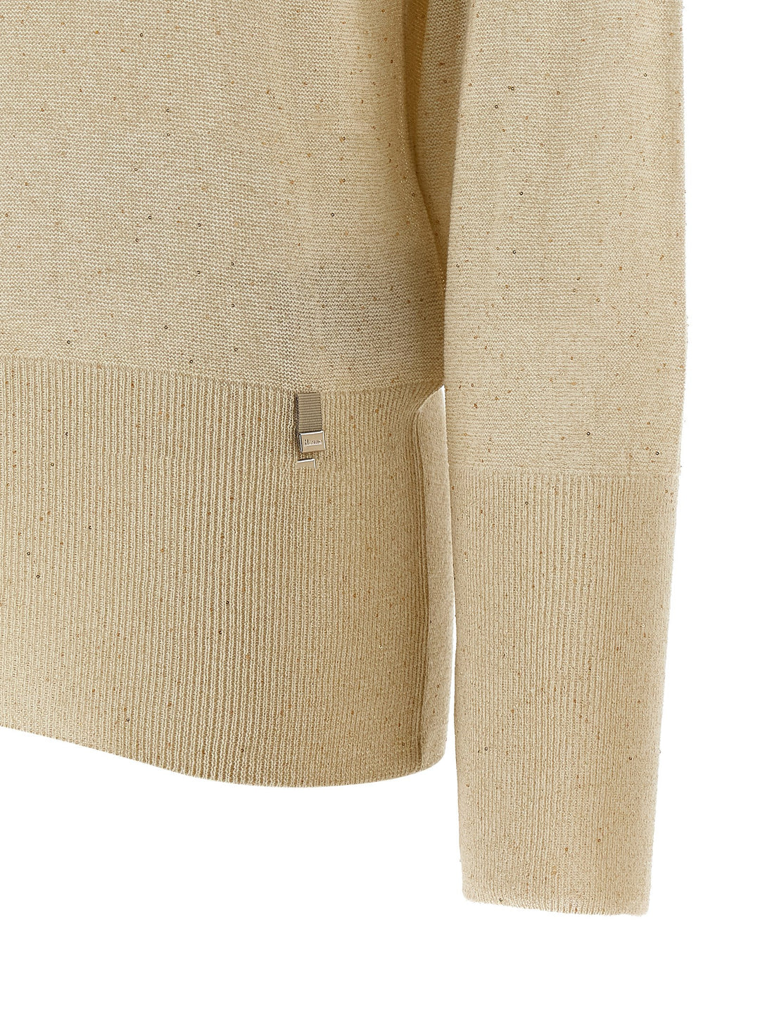 Herno Lamé And Sequin Yarn Sweater Maglioni - Beige | 1561d678d4ada8e51ee4a6cc63816668734fbe19