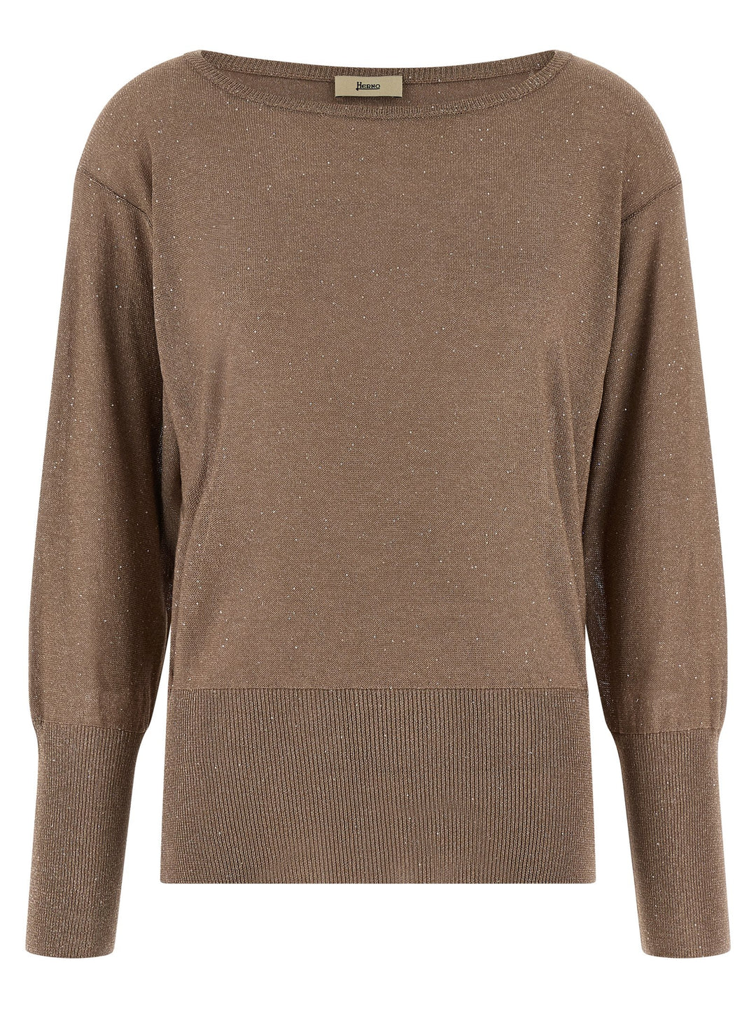Herno Lamé And Sequin Yarn Sweater Maglioni - Marrone | 2f03e072575474f3df1b4a1e8e509f235944b9d3