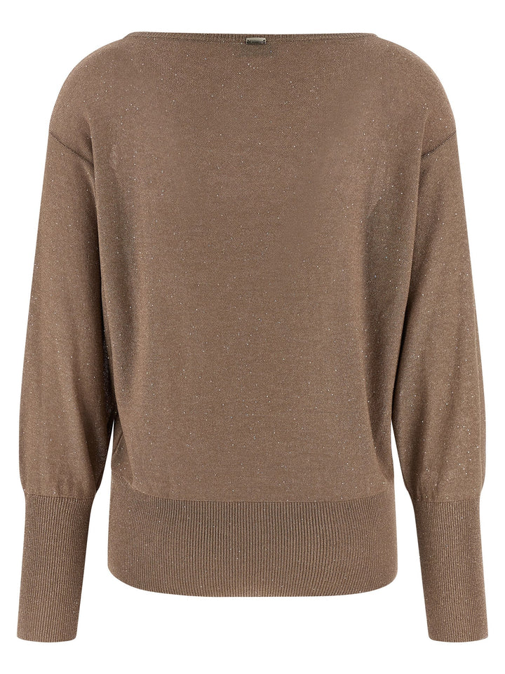 Herno Lamé And Sequin Yarn Sweater Maglioni - Marrone | 69a575d920769886f39d5ddab4b1595ce47e91a2