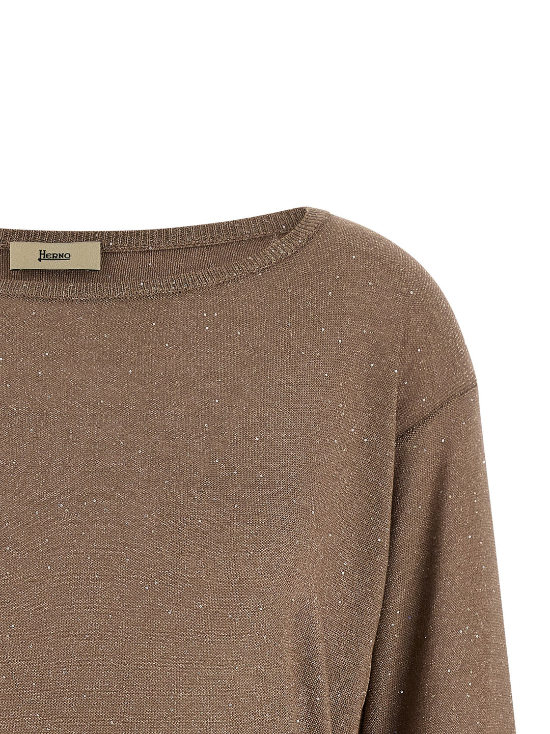 Herno Lamé And Sequin Yarn Sweater Maglioni - Marrone | 18c4a0c4e0afb360abe2ba439e2b9dfbc5759c04