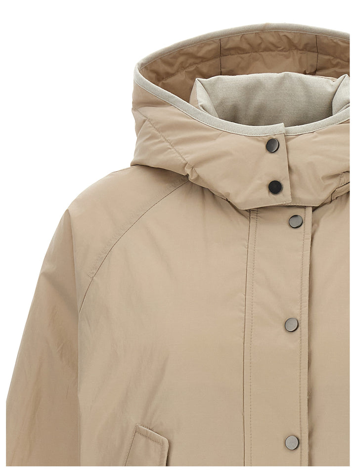 Brunello Cucinelli Cropped Down Jacket Puffer Jackets - Beige | 344e9627ed5e7dc9e25b0defa4c5439724a9ff08