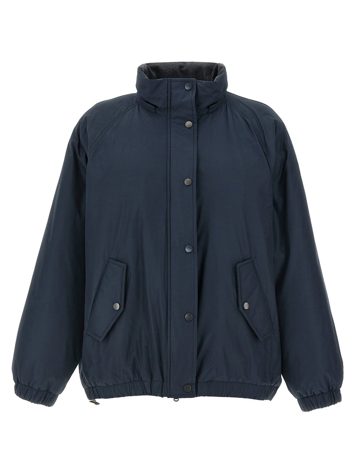 Brunello Cucinelli Knitted Hooded Down Jacket Puffer Jackets - Blu | b8cdf2e2df3a864b55438619878aeaccde385d18