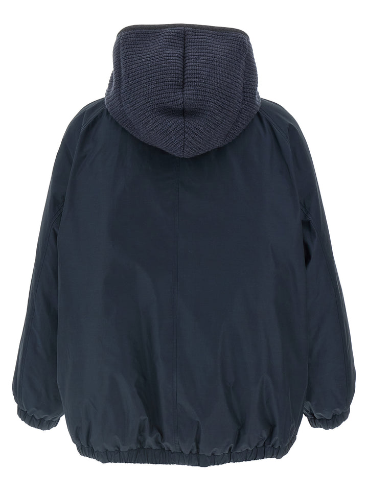 Brunello Cucinelli Knitted Hooded Down Jacket Puffer Jackets - Blu | 2362195485fb85dd5843298517d9ea6dceb2c5ce