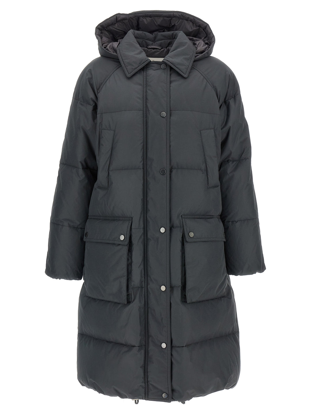 Brunello Cucinelli Shiny Zipper Pull Puffer Jackets - Grigio | b73944de89a67be427a94c2babb3c9ebcd6d95cd