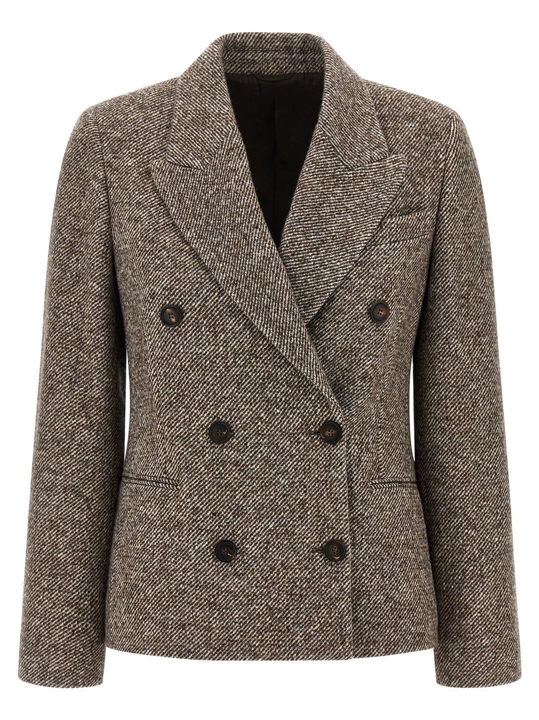 Brunello Cucinelli Double-Breasted Silk Blend Blazer BlazerS - Marrone | 4a1526de8ca00acbca69e2de7ef0cbb1b31c2406