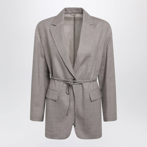 Melange Virgin Wool Blazer In Almond