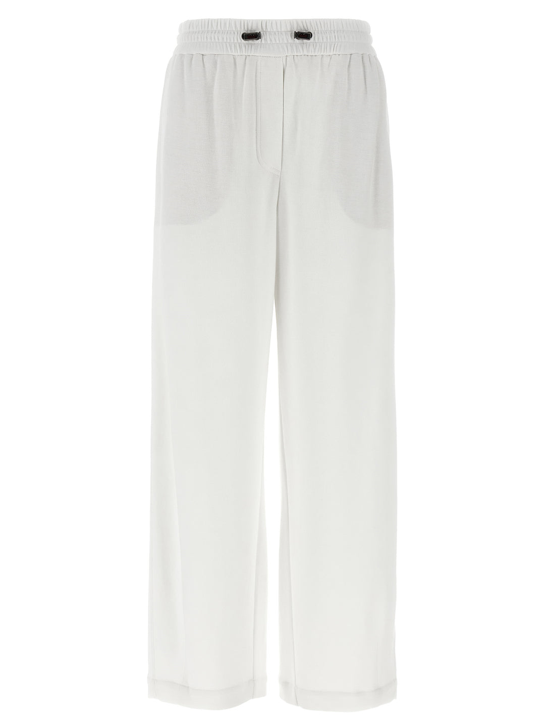 Brunello Cucinelli Piqué Cotton Joggers Pantaloni - Bianco | 2ecc355226f27dfb99a25a2ce06a40703cce7c00