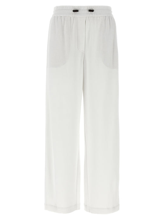 Piqué Cotton Joggers Pantaloni Bianco