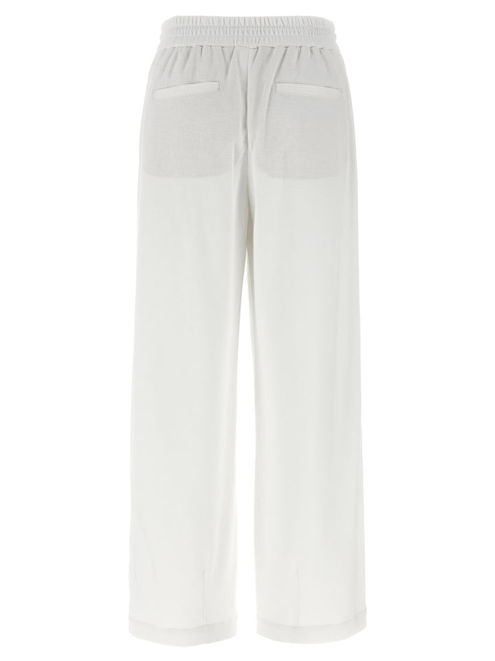 Brunello Cucinelli Piqué Cotton Joggers Pantaloni - Bianco | e8a944d0e65bf3545ab709c14d380f7334ee338b