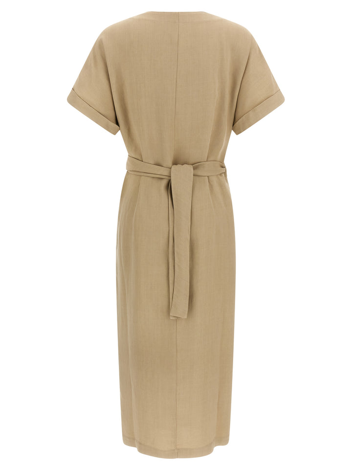 Brunello Cucinelli Wrap Dress Abiti - Beige | 18e1bfc2d5cc1424fa825d428063166034b2a066