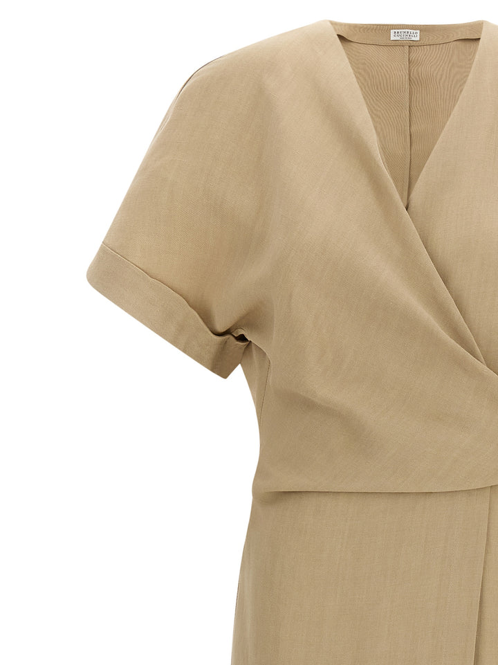 Brunello Cucinelli Wrap Dress Abiti - Beige | 1c3b14ddeb028f49c739d8ca83146e63b2a57ada