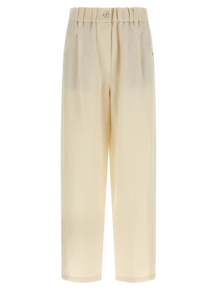 Brunello Cucinelli Linen Trousers Pantaloni - Bianco | 79f46d399796ad47305d2b3fd93b282a9f3ffe26