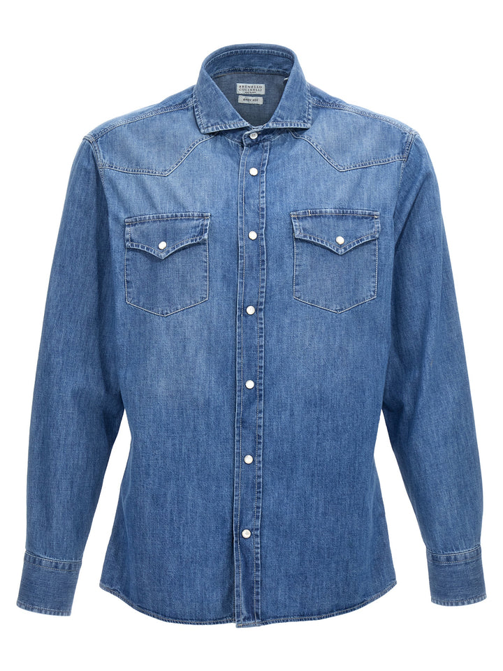 Brunello Cucinelli Denim Shirt Camicie - Blu | e621fd9e7df94eee8b2f4e45be1b1d90d793c291