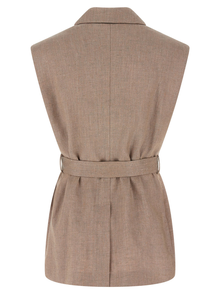 Brunello Cucinelli Belted Vest Gilet - Rosa | 2d6dbecc7477c49bda1fa8ea0193e02d75411694